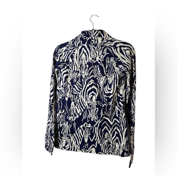 Lilly‎ Pulitzer Skipper Popover Navy Blue White Zebra Print XS - Picture 5 of 12